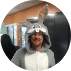 Team member un bunny costume