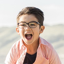 Laughing child at beach